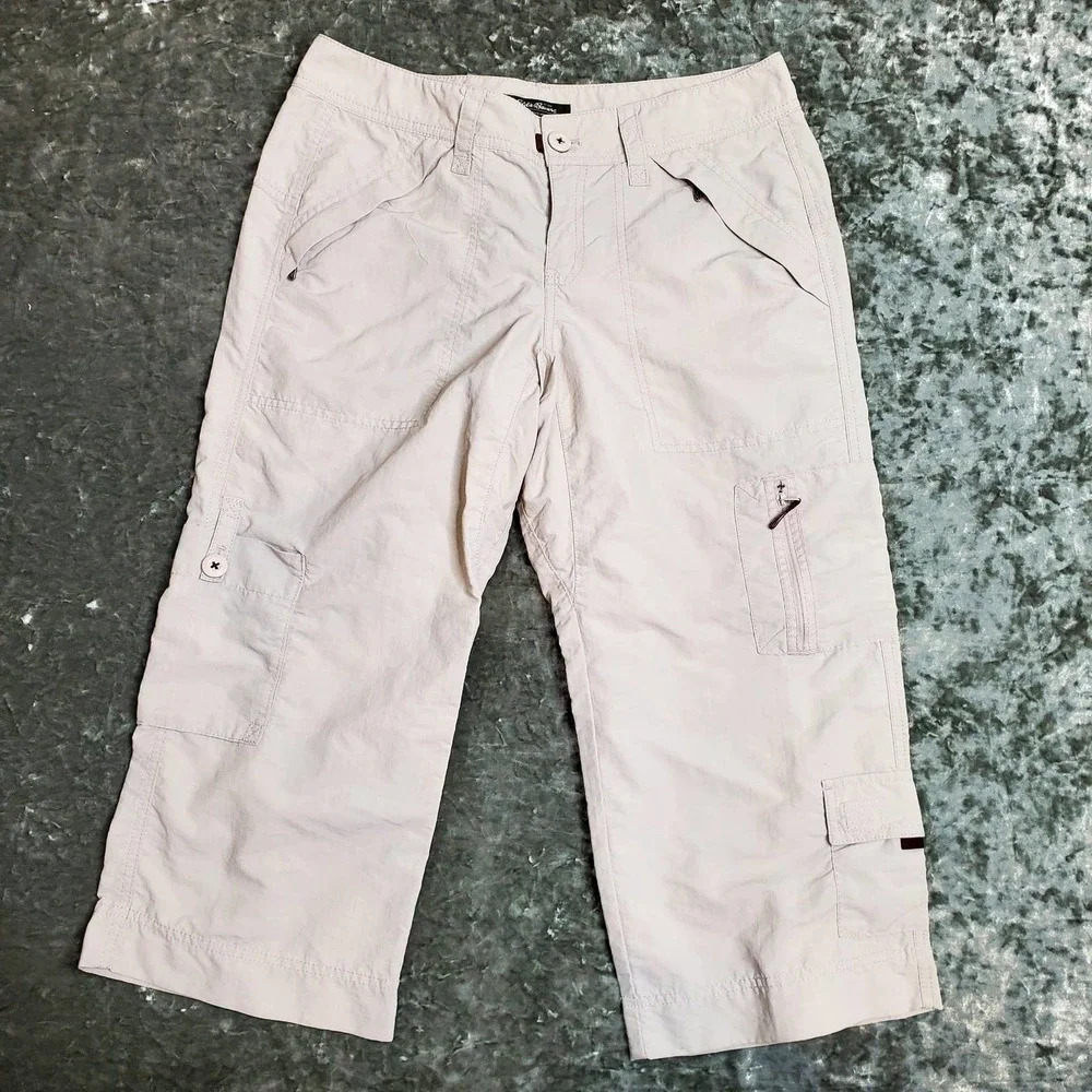 Eddie Bauer Cargo Capri Wide Leg Nylon Pants